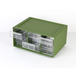 1970s Akro-Mils 9 Drawer Organizer Avocado Green EXCELLENT Condition, Small Drawer Desk Organizer