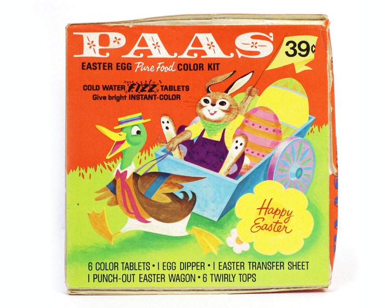 Vintage 1960's PAAS Easter Egg Color Dye Kit W/ Fizz Tablets and Easter