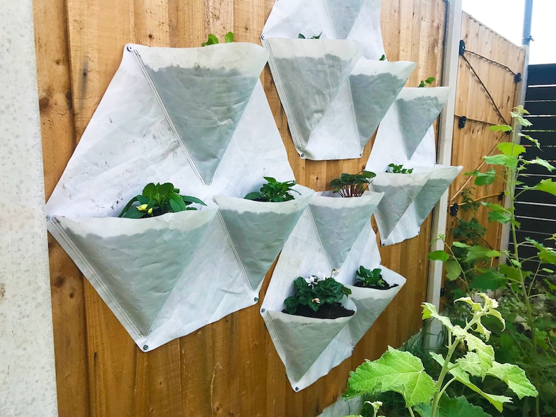 Mylio Repurposed Sail Cloth Wall Planter/vertical Garden Designed to