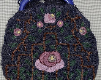 Vintage 1920s Art Deco Hand Beaded Bag Purse PARTS