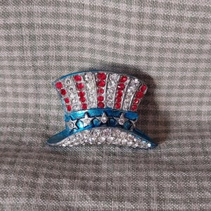 Vntg 1940s WWII Patriotic Uncle Sam Top Hat Sweetheart Pin Brooch