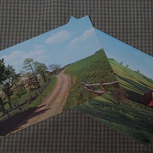2 Vntg Postcards Greetings From Bally Pennsylvania Rural Scenes Barn Dirt Road