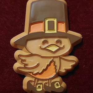 Vintage 1970s Little Pilgrim Turkey Chick Hallmark Thanksgiving Pin