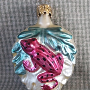 Christborn Red Spot Poison Dart Frog Handblown Mercury Glass Christmas Ornament