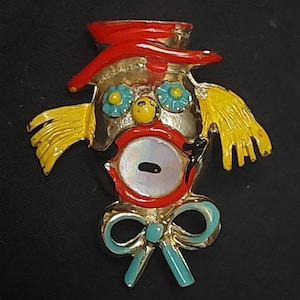 Vintage Perlmutt Clown Hut Weste Revers Pinback Unikat