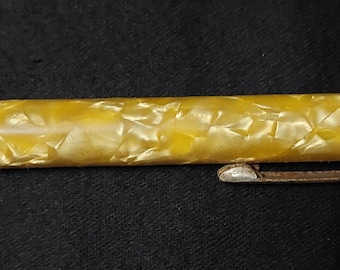 Vintage Advertising Pen Marbled Yellow Celluloid Mechanical Pencil Tracter NJ