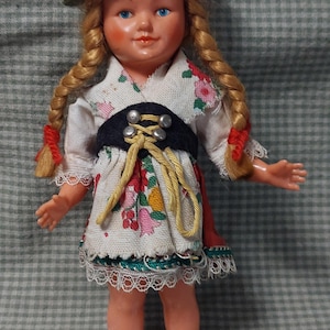 Vintage German Celluloid Wind Up Clockwork Dancong Doll With Key 7 in