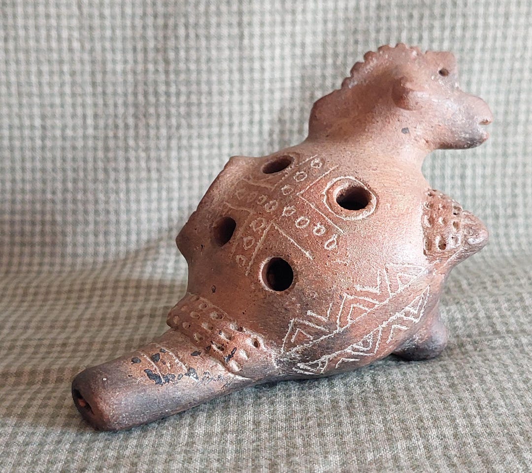Pre Columbian Mayan Aztec Pottery Ocarina Instrument Reptile Horse - Etsy