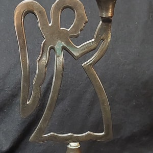 Festive Christmas Angel outline silouette stands 6.75 inches tall....left as is with tarnish intact
