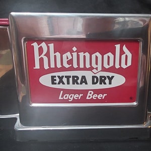 Vintage Rheingold Extra Dry Lager Beer  Chrome Caddy Straw Holder Barware