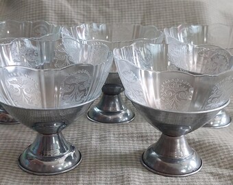5 copas de postre para sorbete Macbeth Sweetheart de vidrio y metal Ethed