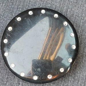 Vintage Hollywood Glamour Black With Rhinestones Compact Mirror