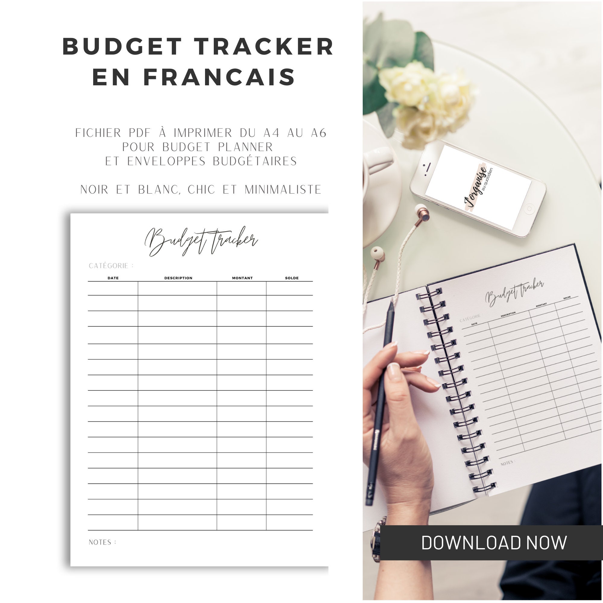 Budget Tracker in French PDF TO PRINT A4 to A6 Budget Envelopes