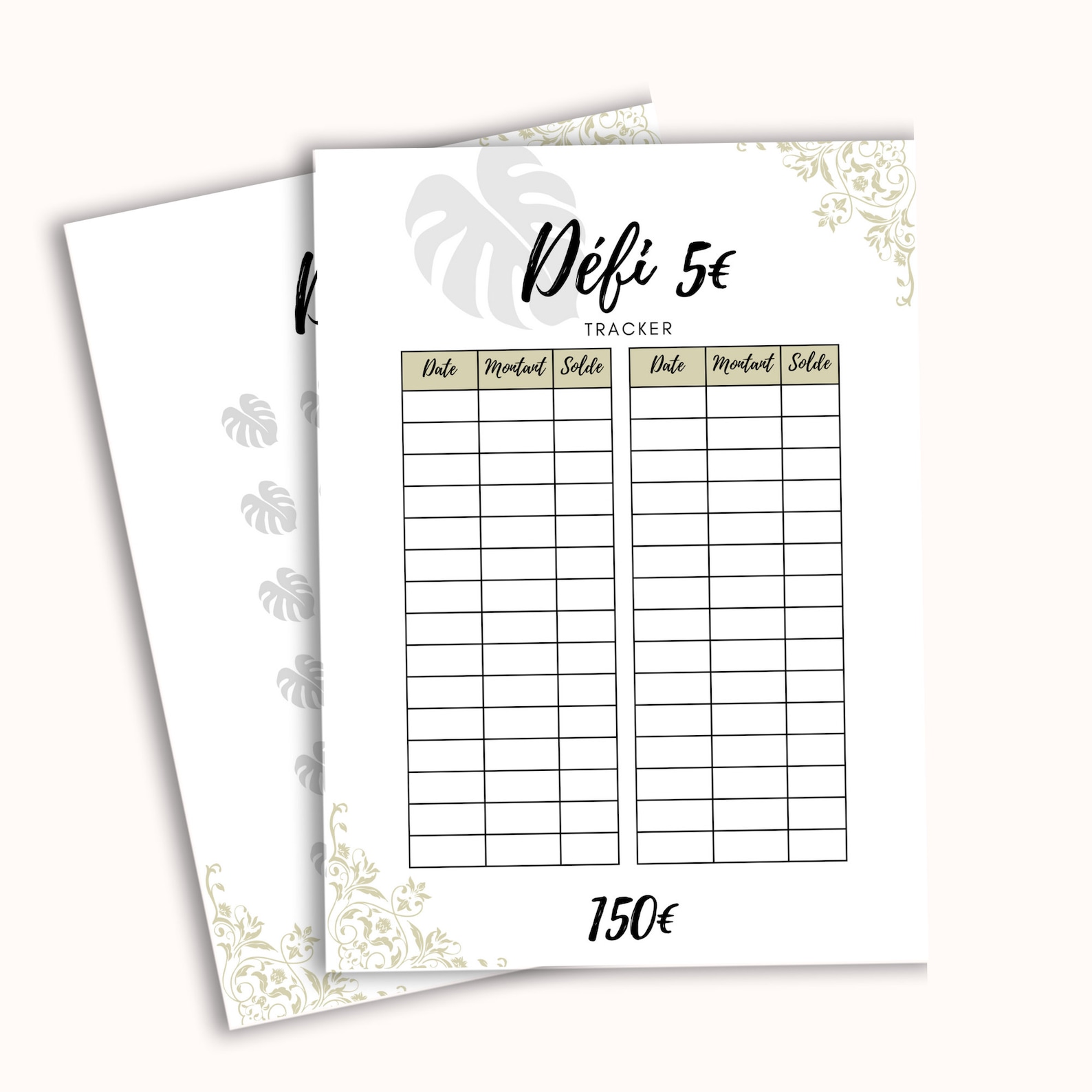 Challenge 5 Euros and Budget Tracker, PDF TO PRINT A5 A6 Filofax ...