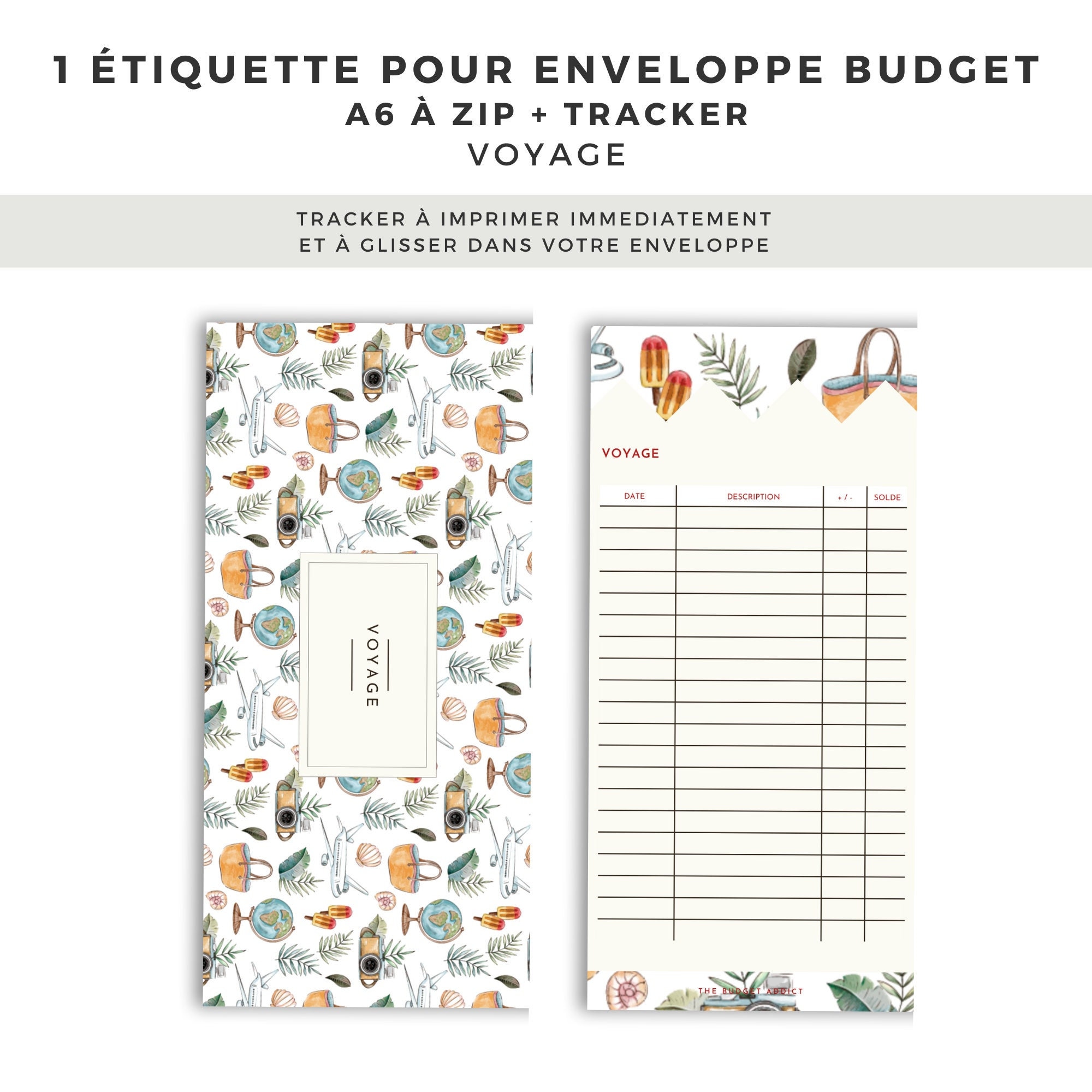 Etiquette enveloppe budget à zip A6 VOYAGE tracker budget I PDF A