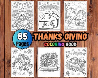 Libro para colorear de Acción de Gracias: 85 páginas de actividades para colorear para niños (descarga instantánea en PDF)