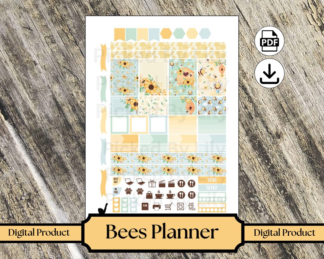 Bees Planner Stickers, Junk Journal Printable, Junk Journal Paper ...