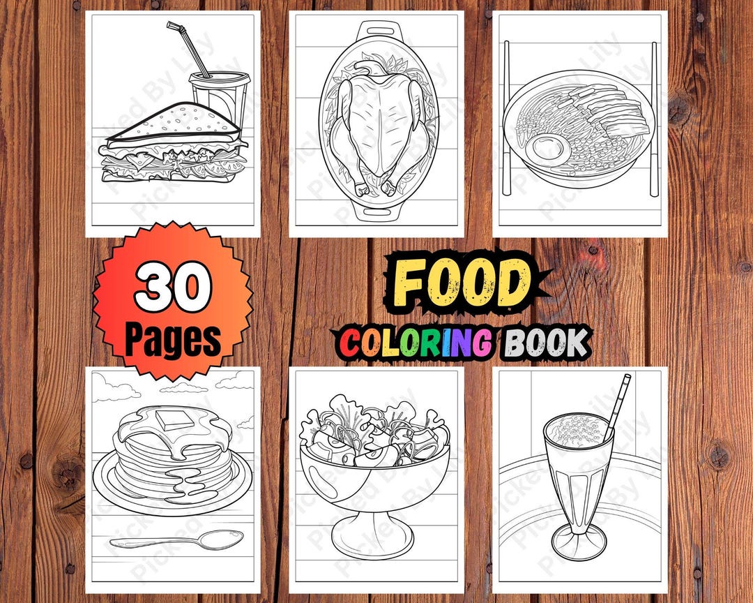 Food Coloring Book for Kids: 30 Printable Pages (PDF Download) - Etsy