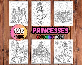 Prinzessinnen Malbuch: 125 Seiten Kinder Malbuch (Instant PDF Download)