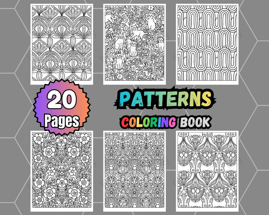Patterns Coloring Book: 20 Pages Kids Activity (PDF Download) - Etsy