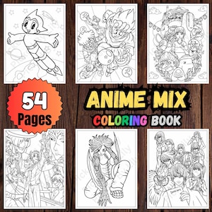 Libro da colorare anime per bambini: 54 pagine (download digitale)