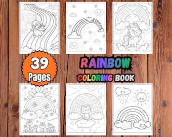 Livre de coloriage arc-en-ciel : activité pour enfants de 39 pages (téléchargement PDF)
