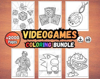 Videogame Bundle Coloring: +2000 Pages Coloring Activity (Instant PDF Download, Easy Print at Home)