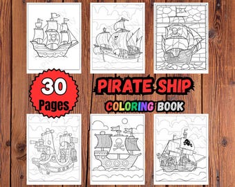 Målarbok med piratskepp: 30 sidor för barn (PDF-nedladdning)