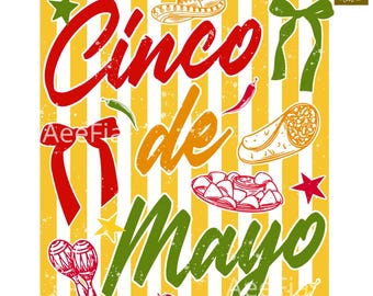 Tacos messicani Cinco De Mayo PNG, T-shirt grafica Preppy Festival Fiesta, Cinco De Mayo Party Gift, Nina Mexican Fiesta, Download digitale