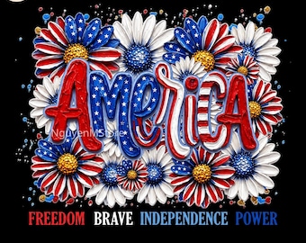 Design floreale preppy 4 luglio PNG Bandiera USA American Mama Retro Terra dei liberi Ragazza floreale Ciao Western USA Estetica vintage
