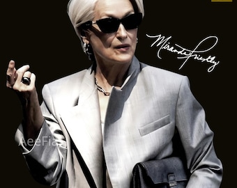 Miss Miranda Priestly PNG Il diavolo veste Prada Miranda e Andy Icona della moda Donne Signora Grafica Rivista di moda Icona della moda retrò Grafica