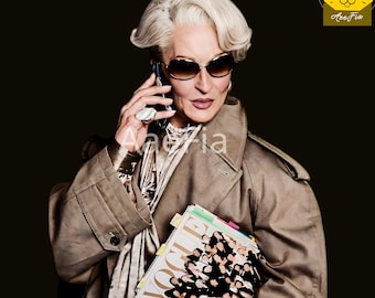 Miss Miranda Priestly PNG Il diavolo veste Prada Icona della moda Donne Signora Grafica Rivista di moda Icona della moda retrò Grafica