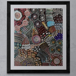 Aboriginal Dot Painting: Woman Collecting Bush Tucker Art by Sharon Napanangka Butcher