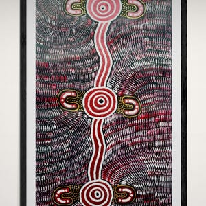 Aboriginal Painting Art: Kapi Tjukurrpa (Water Dreaming) by Sharon Napanangka Butcher, 77x43cm