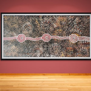 Original Aboriginal Painting: Waterhole Dreaming Art by Sharon Napanangka (87cm x 42cm)