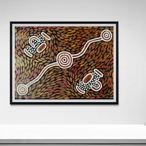 Aboriginal Waterhole Dreaming Painting by Sharon Napanangka Butcher (54cm x 30cm)