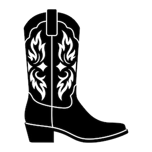 Cowboystövelsilhuett Svg, klippklar digital design för Cricut Silhouette, fantasikonst, linjeteckningar, barnpyssel, festdekor, minimalistisk svg