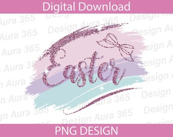 Pincelada de Pascua (Png), Feliz Pascua (Png), Conejito (Png), Diseño de sublimación, Pascua con purpurina, Descarga digital, Lazo rosa (Png), Pincelada (Png)