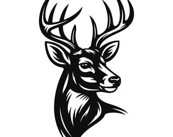 Tête de mâle/cerf SVG | Clipart design Buck Mount à queue blanche pour Cricut Sub Laser CNC | Téléchargement numérique Svg Png Dxf Eps, Svg animal de la forêt