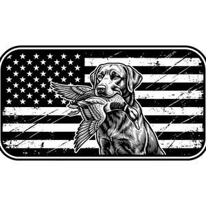 Perro de caza SVG PNG, diseño de parche para sombrero con bandera estadounidense de caza de patos, archivo vectorial de parche para sombrero grabado con láser ofensivo de moda, vector de sombrero de cuero