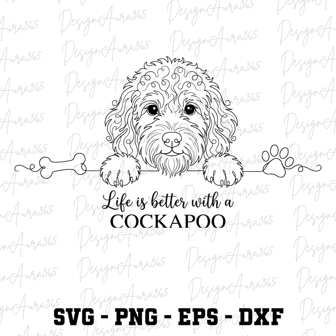Life is Better With a Cockapoo Png, Continuous Line Art, Dog Bones Svg ...