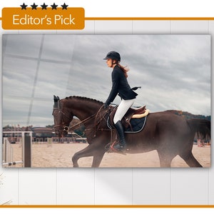 Young Girl Rider is Training with Her Horse - Glass Wall Art - Housewarming Gift - Interior Design Ideas- Home & Office Decoration
