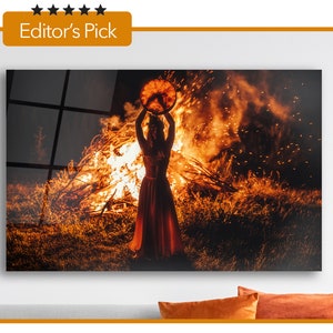 Glass Wall Art - Beautiful Shamanic Girl - Housewarming Gift - Interior Design Ideas - Home & Office Decoration