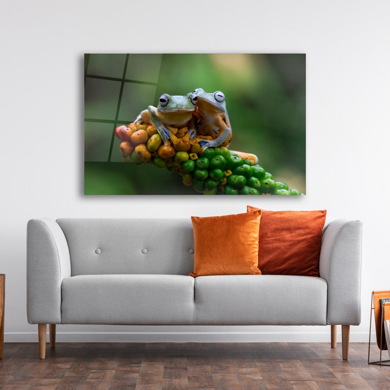 A Closeup Beautiful Tree Frogs - Glass Wall Art - Housewarming Gift ...