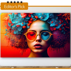 Young Woman Embodies Glamour and Sensuality - Glass Wall Art - Housewarming Gift - Interior Design Ideas - Home & Office Decoration