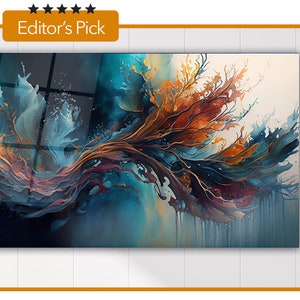 Abstract Multi Colored Paint in Water - Glass Wall Art - Housewarming Gift - Interior Design Ideas - Home & Office Decoration
