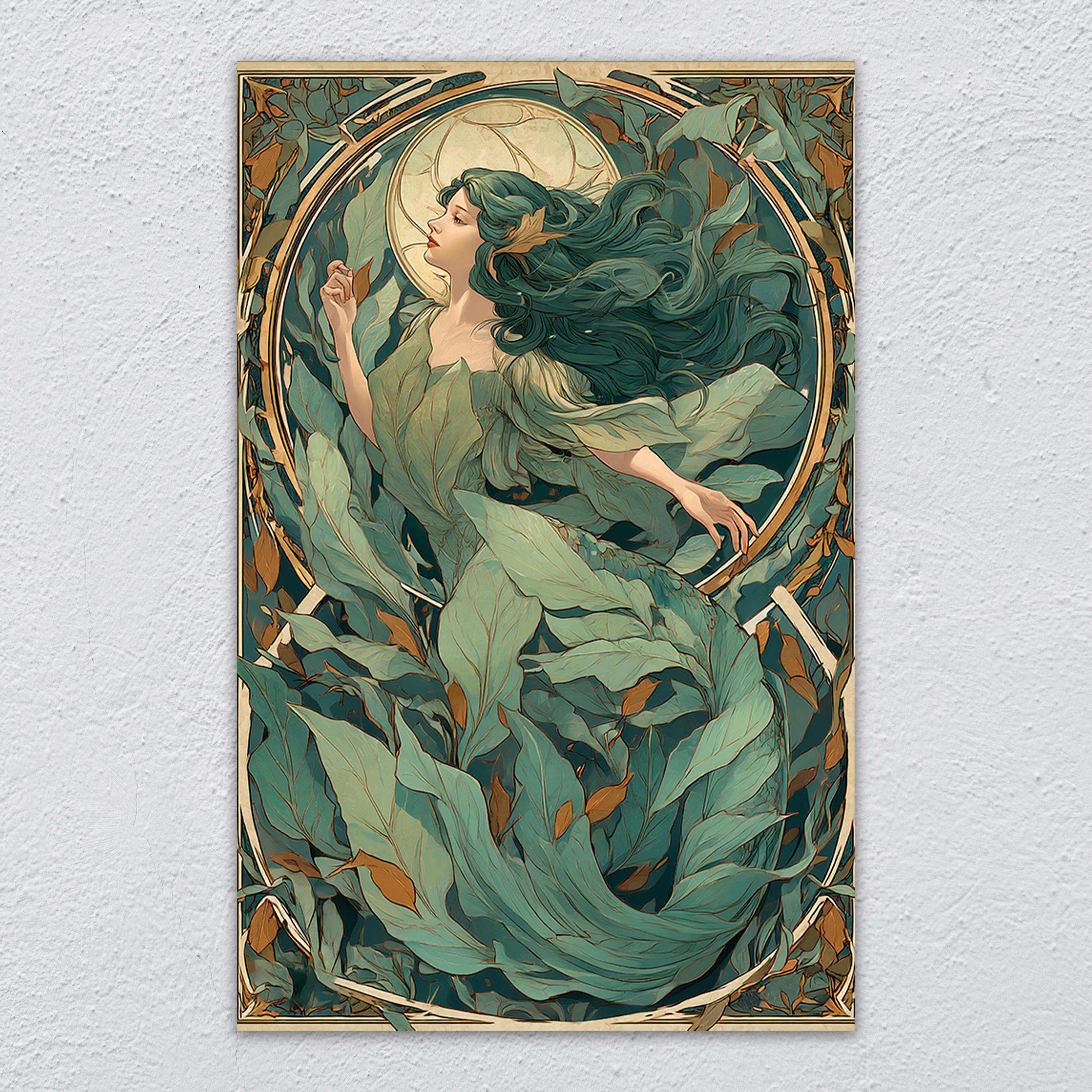 Forest Spirit Glass Wall Art, Art Nouveau Nature Goddess Print ...