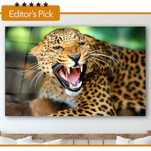 Glass Wall Art - Wild Animals - Leopard - House Warming Gift - Interior Design Ideas - Large Print Wall Art , Home & Office