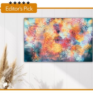 Glass Wall Art - Lotus Flower Mandala - House Warming Gift - Interior Design Ideas - Wall Hangings - Home & Office Decoration