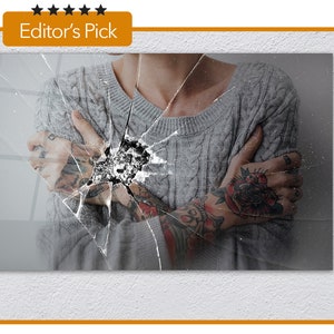 Cracked Glass Effect with Depressed Woman - Glass Wall Art - Housewarming Gift- Interior Design Ideas- Home & Office Decoration